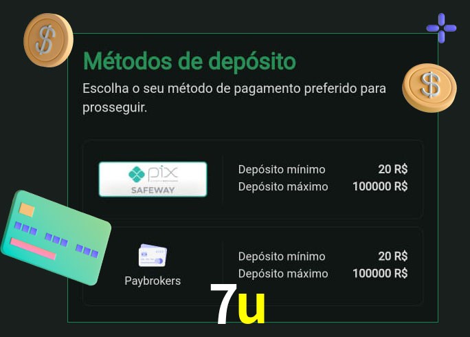 O cassino 7u oferece uma grande variedade de métodos de pagamento